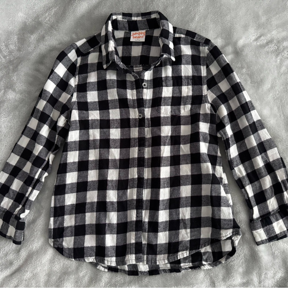 Jumping Beans Black and White Plaid Button Down Shirt